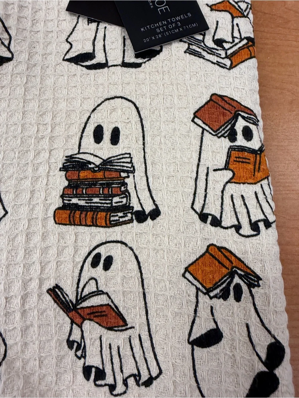 New Rachel Zoe Set 3 Kitchen Towels Halloween 2026 Ghost Reading Books Viral